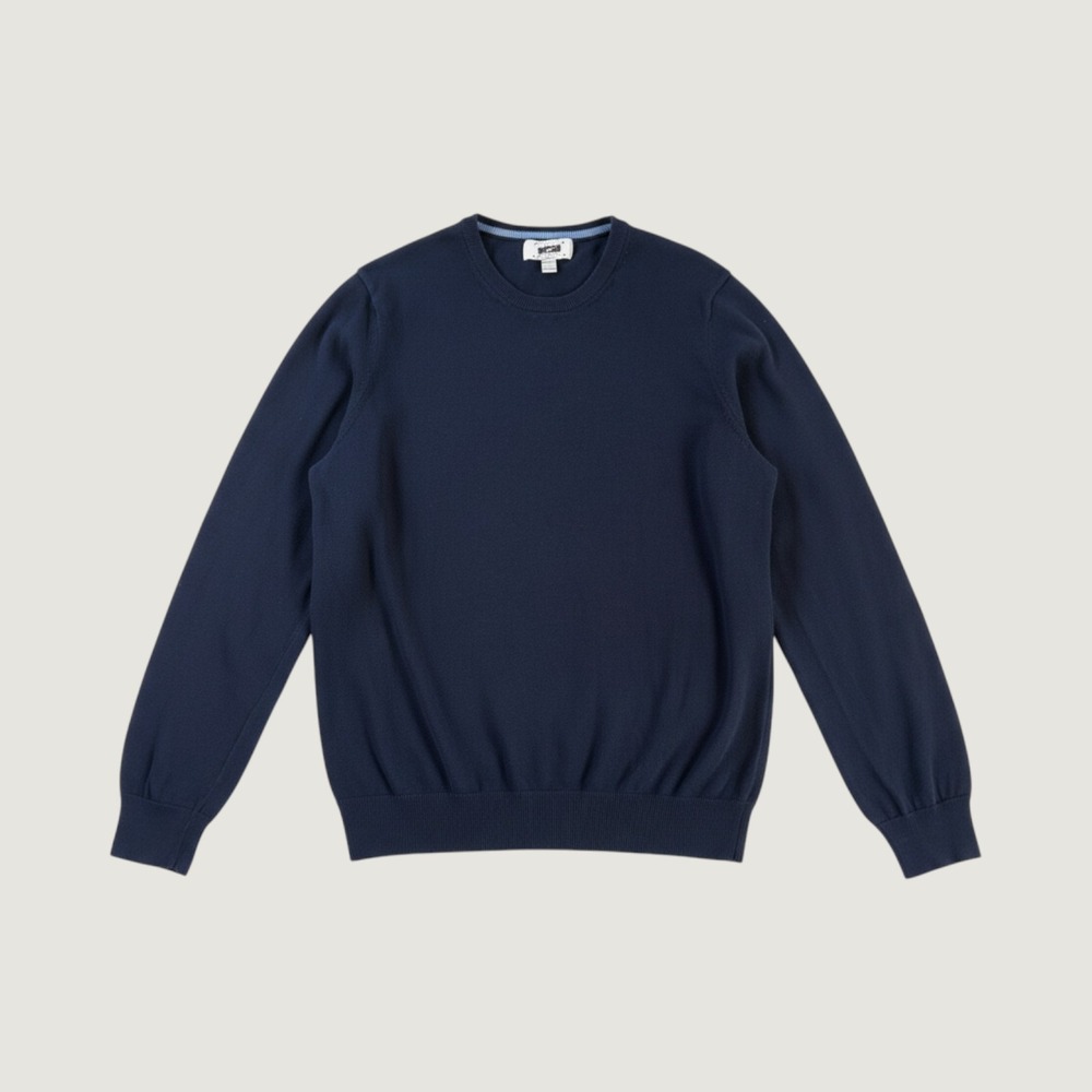 Joseph Abboud Mens Navy Blue 100% Pima Cotton Crewneck Sweater Modern Fit XL